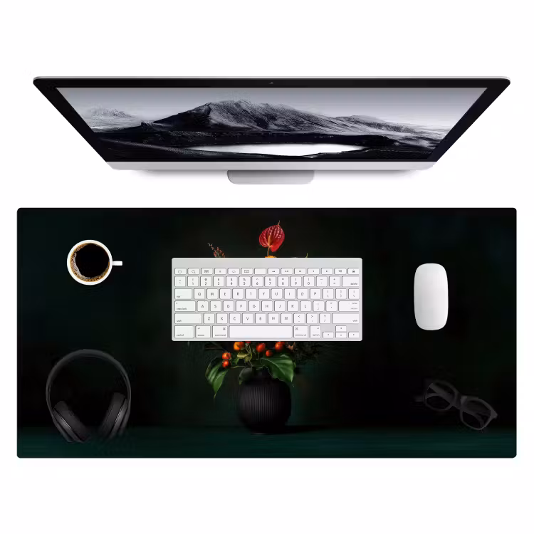 Bureau onderlegger - Bloemen - Vaas - Zwart — 3