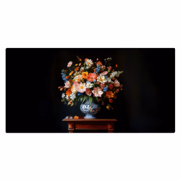 Bureau onderlegger - Boeket - Roze - Bloemen - Vaas — 1