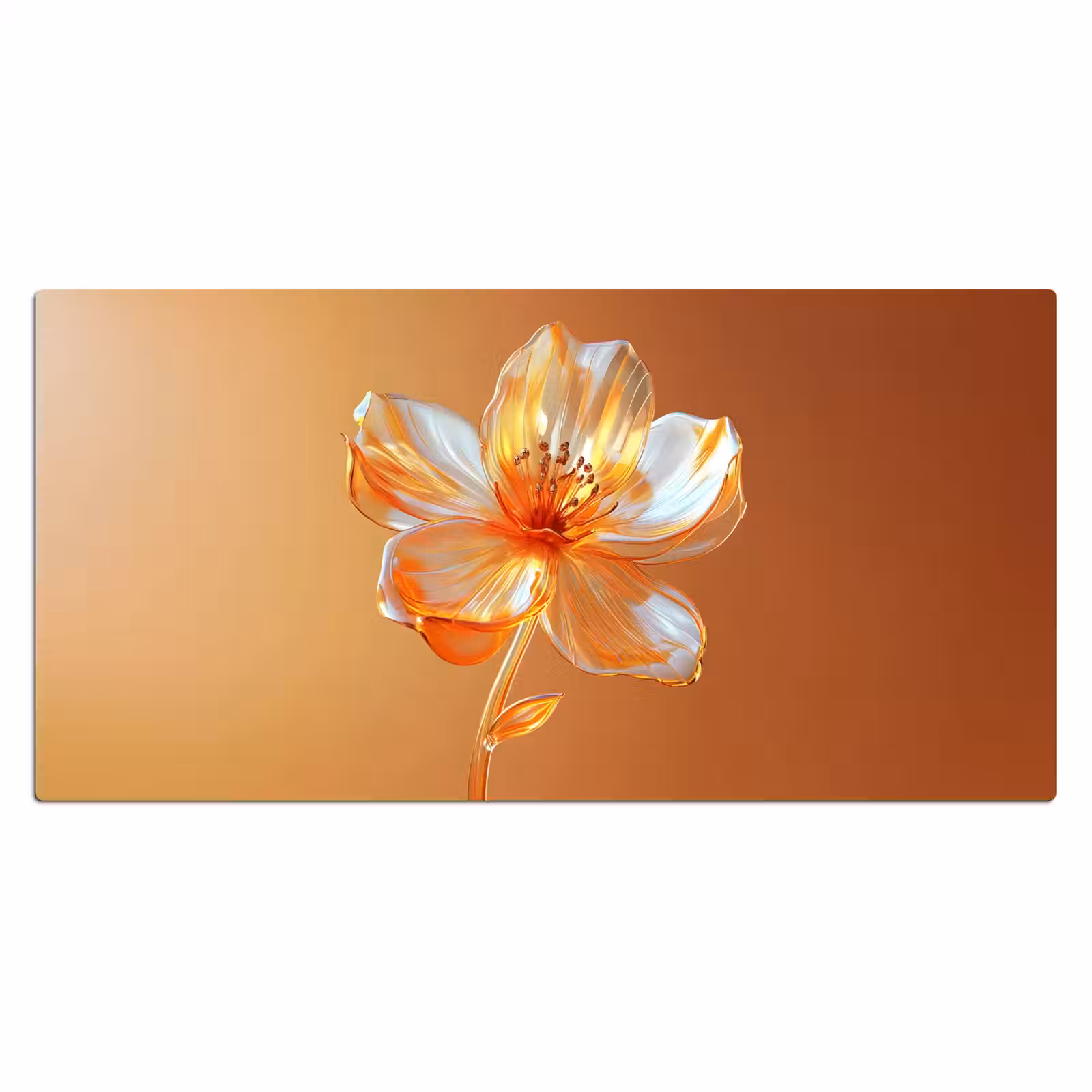 Bureau onderlegger - Glazen - Bloem - Oranje — 1