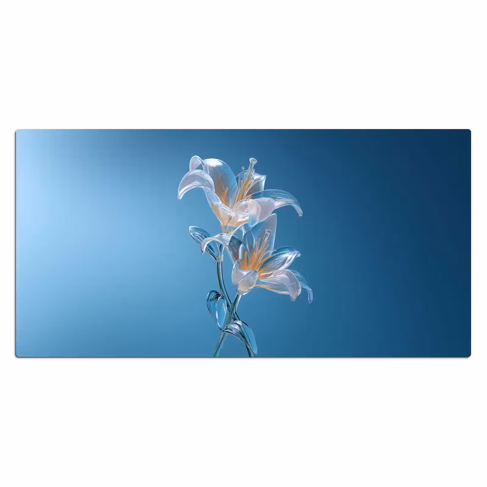 Bureau onderlegger - Lelies - Blauw - Glazen — 1