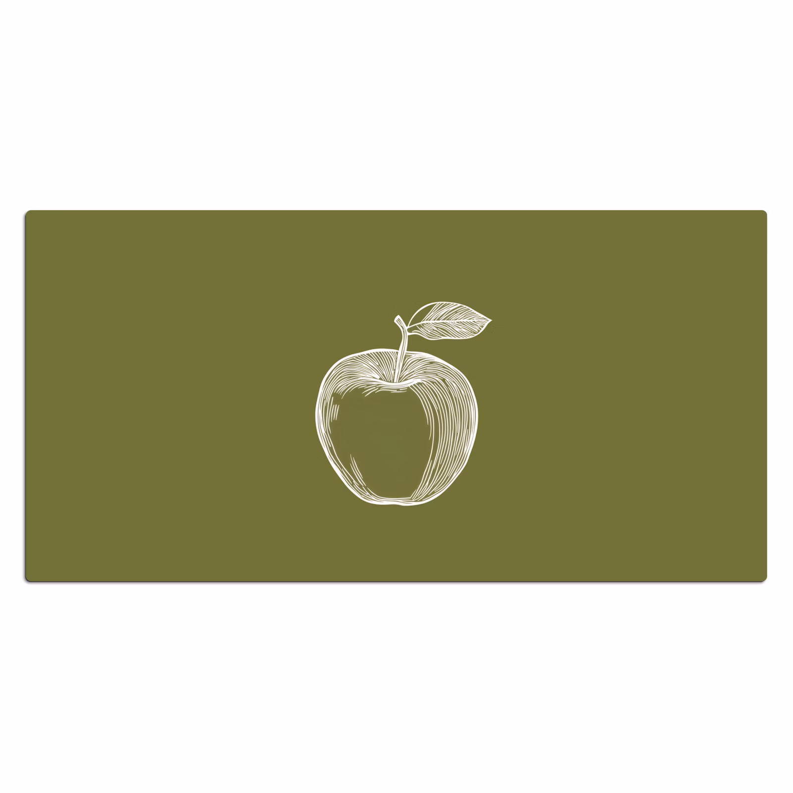 Bureau onderlegger - Lijntekening - Appel - Olijfgroen - Blaadje — 1