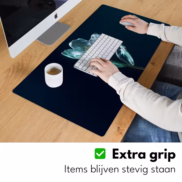 Bureau onderlegger - Bladeren - Bloem - Glazen - Donkerblauw — 5