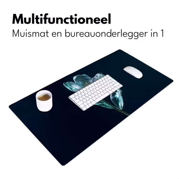 Bureau onderlegger - Bladeren - Bloem - Glazen - Donkerblauw — 6