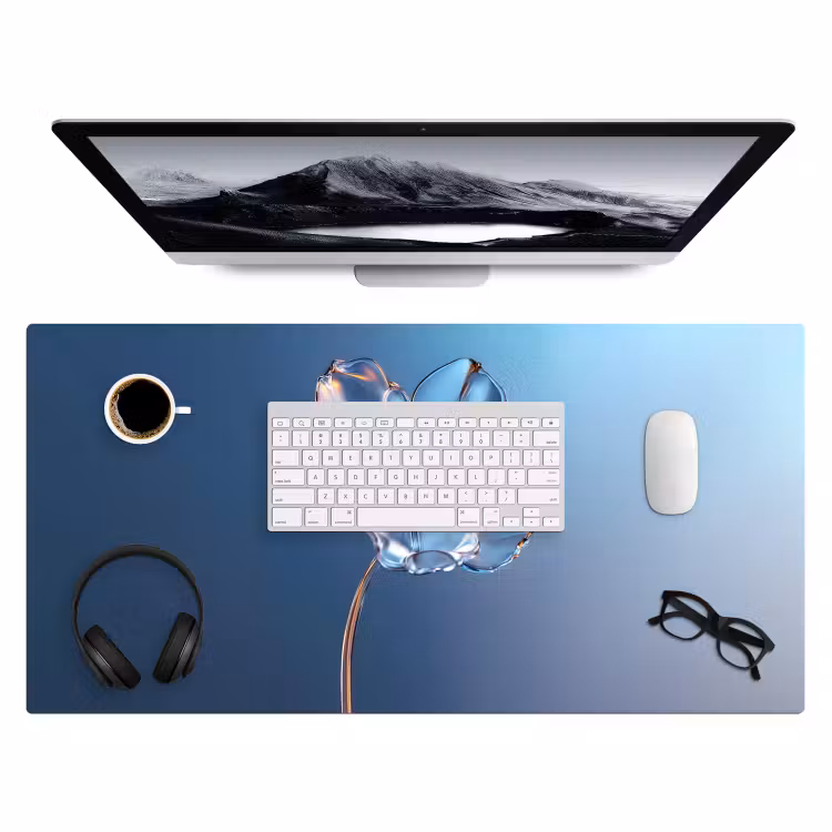 Bureau onderlegger - Blauw - Bloem - Glazen - Sierlijk — 3