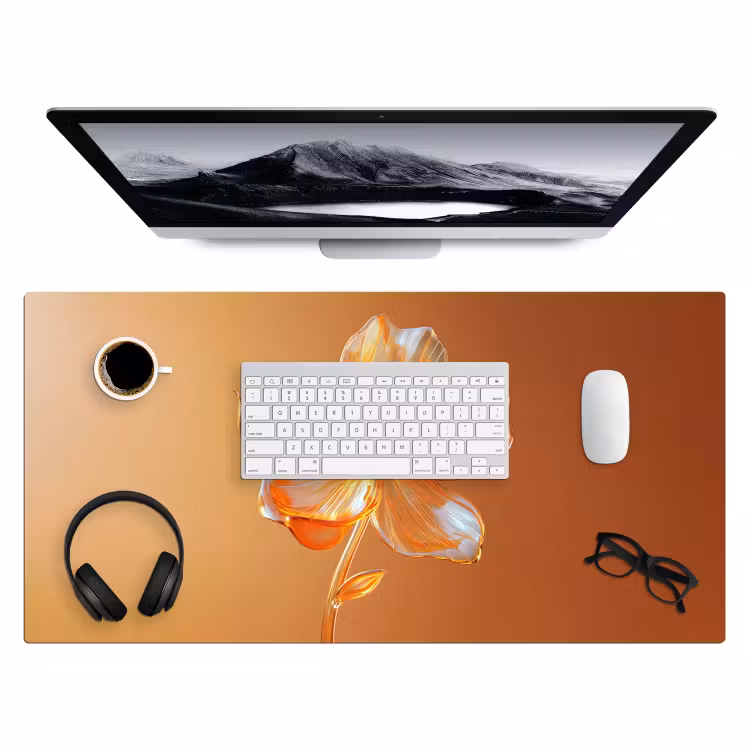 Bureau onderlegger - Glazen - Bloem - Oranje — 3