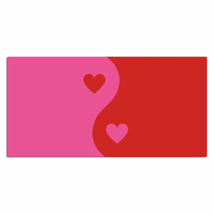Bureau onderlegger - Minimalistisch - Rood - Roze - Hartjes — 1