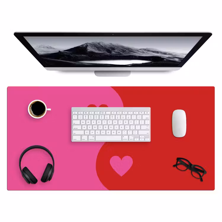 Bureau onderlegger - Minimalistisch - Rood - Roze - Hartjes — 3
