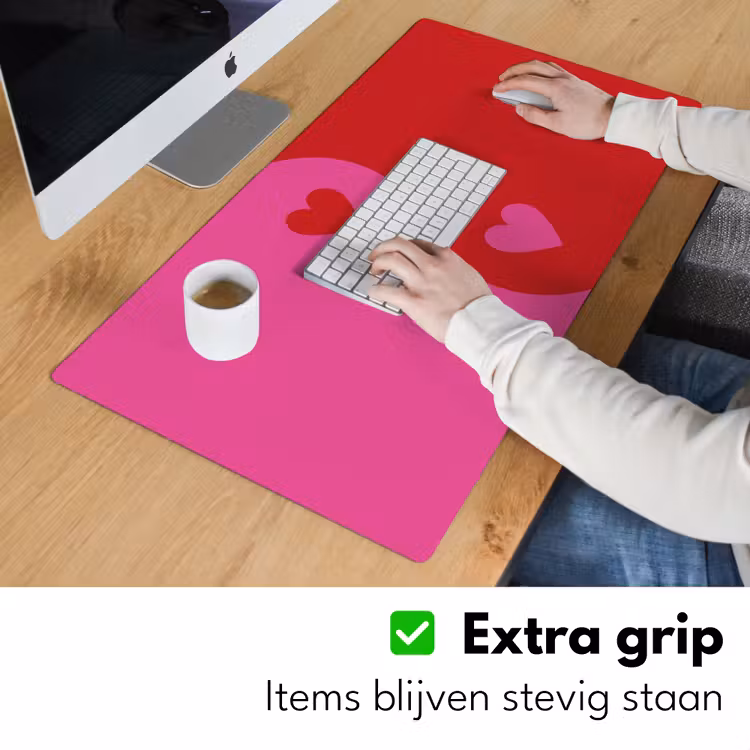 Bureau onderlegger - Minimalistisch - Rood - Roze - Hartjes — 5