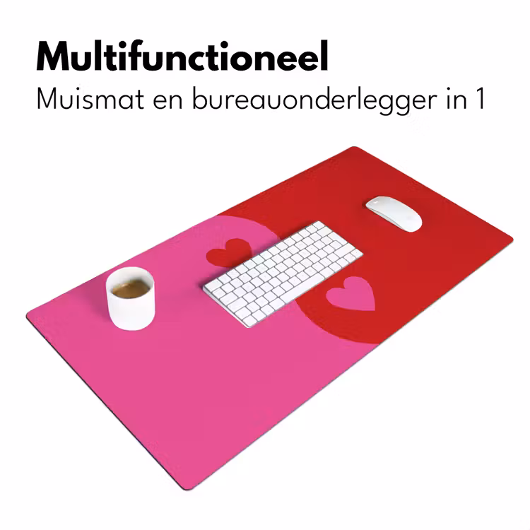 Bureau onderlegger - Minimalistisch - Rood - Roze - Hartjes — 6