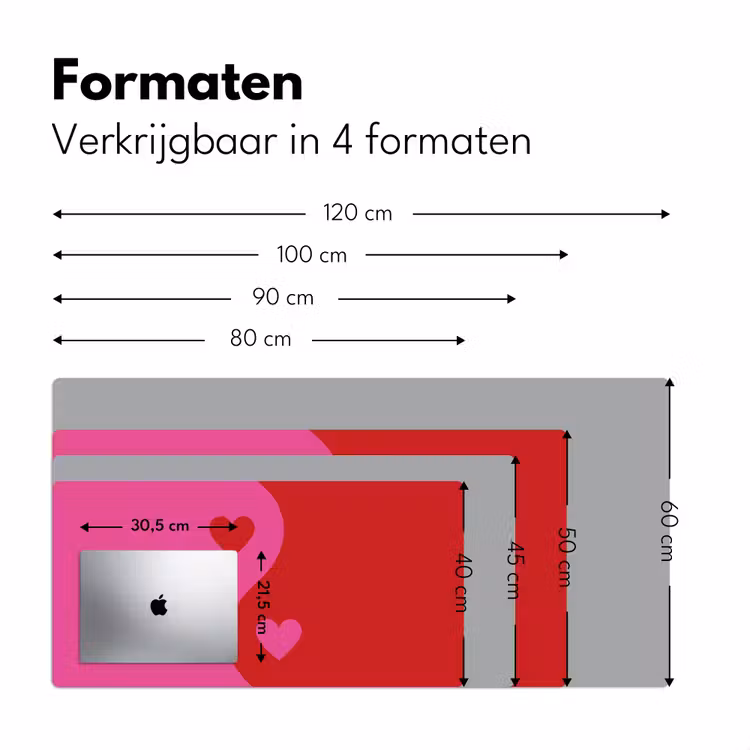 Bureau onderlegger - Minimalistisch - Rood - Roze - Hartjes — 7