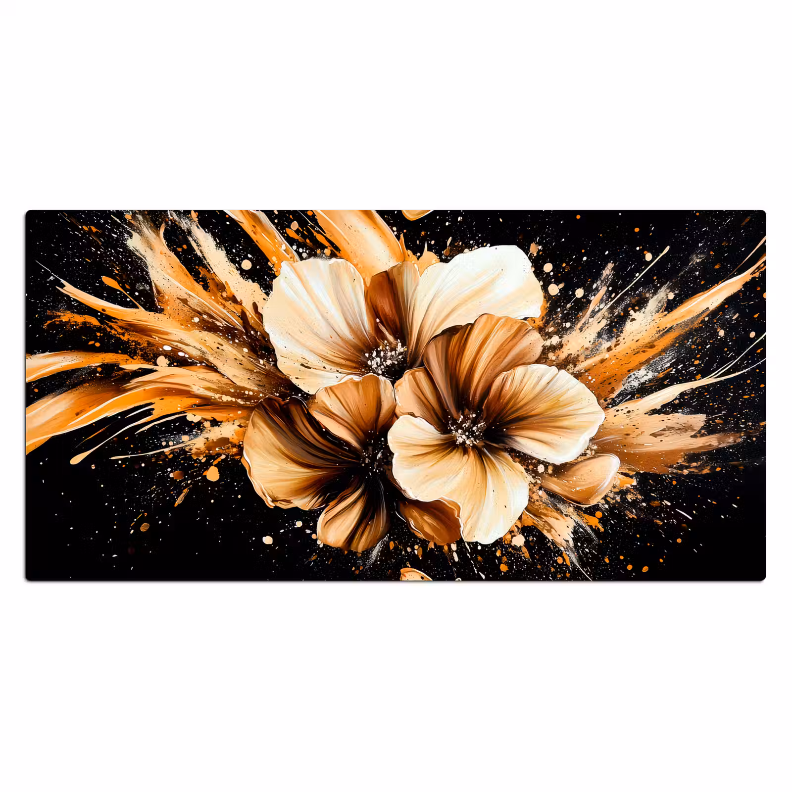 Bureau onderlegger - Bloemen - Goud - Graffiti - Zwart - Abstract — 1