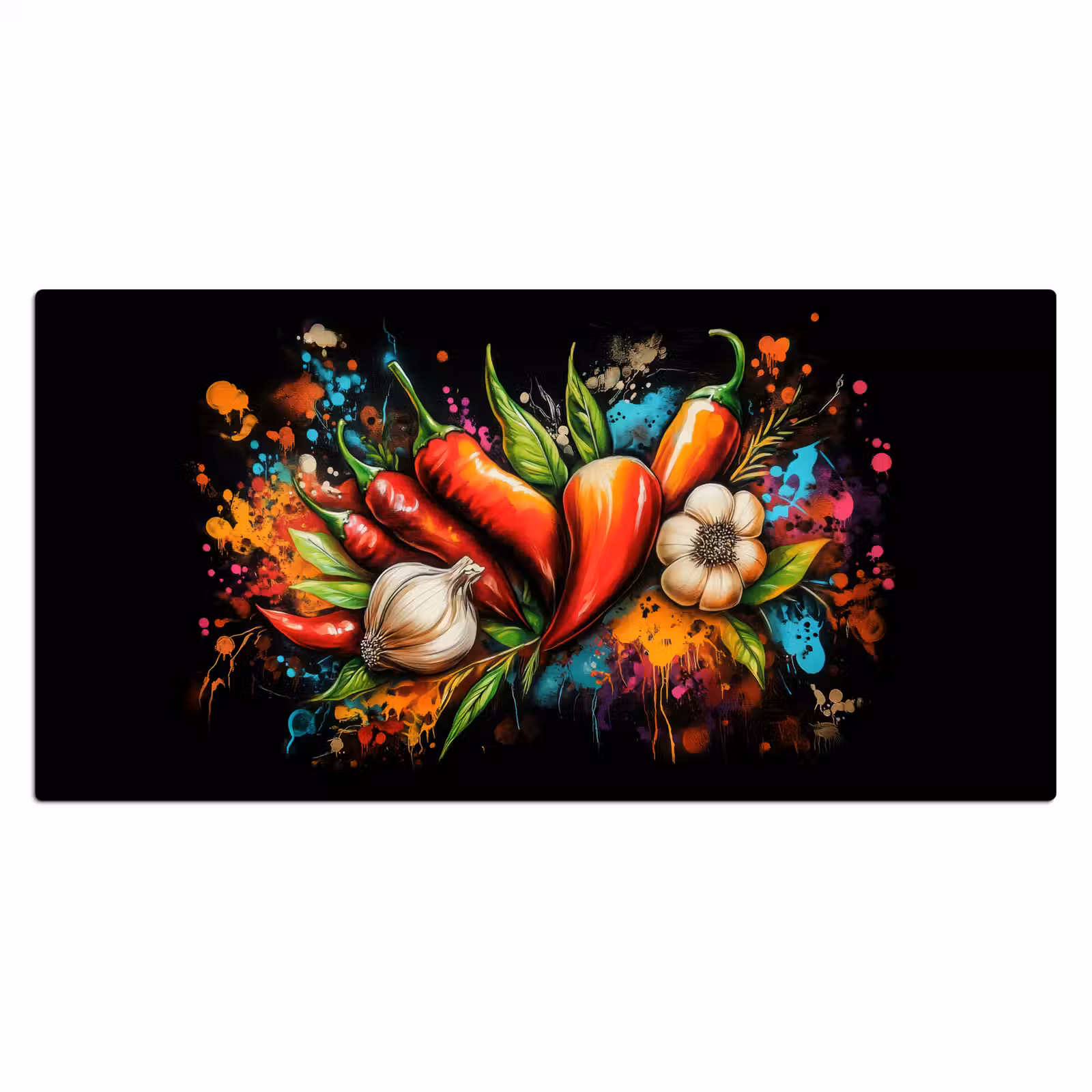 Bureau onderlegger - Groente - Peper - Knoflook - Graffiti - Verf - Kleurrijk — 1