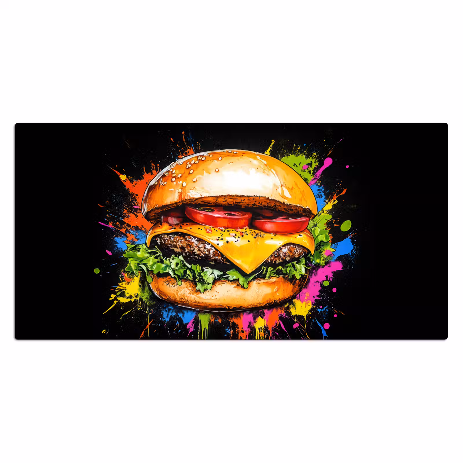 Bureau onderlegger - Hamburger - Graffiti - Verf - Kleurrijk - Eten - Abstract — 1