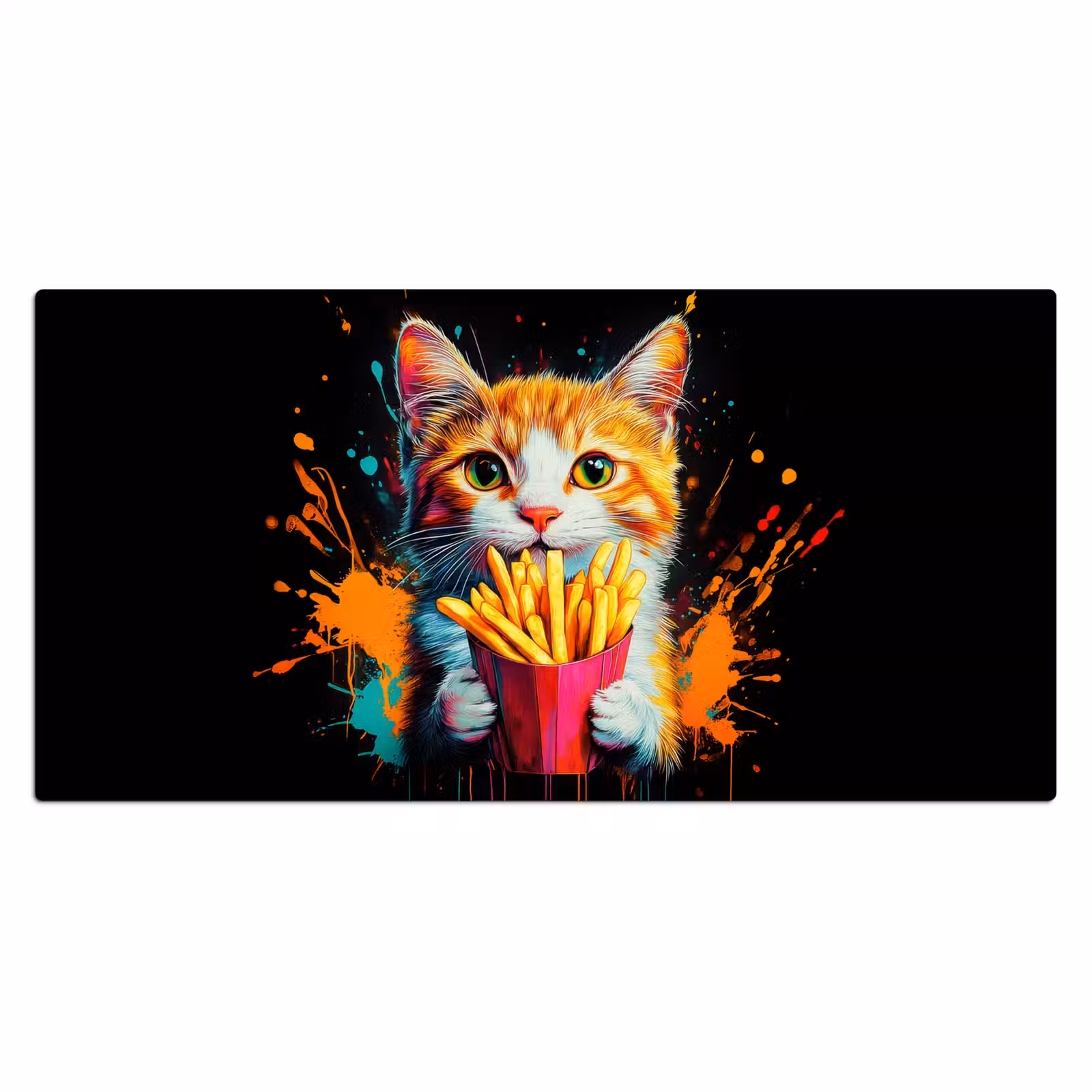 Bureau onderlegger - Kat - Eten - Patat - Graffiti - Abstract — 1