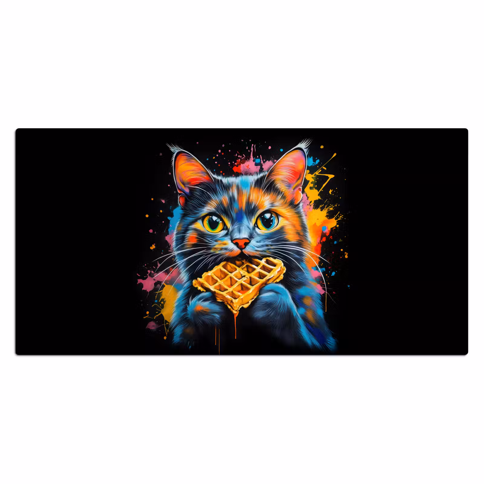 Bureau onderlegger - Kat - Graffiti - Kleurrijk - Wafel - Eten — 1