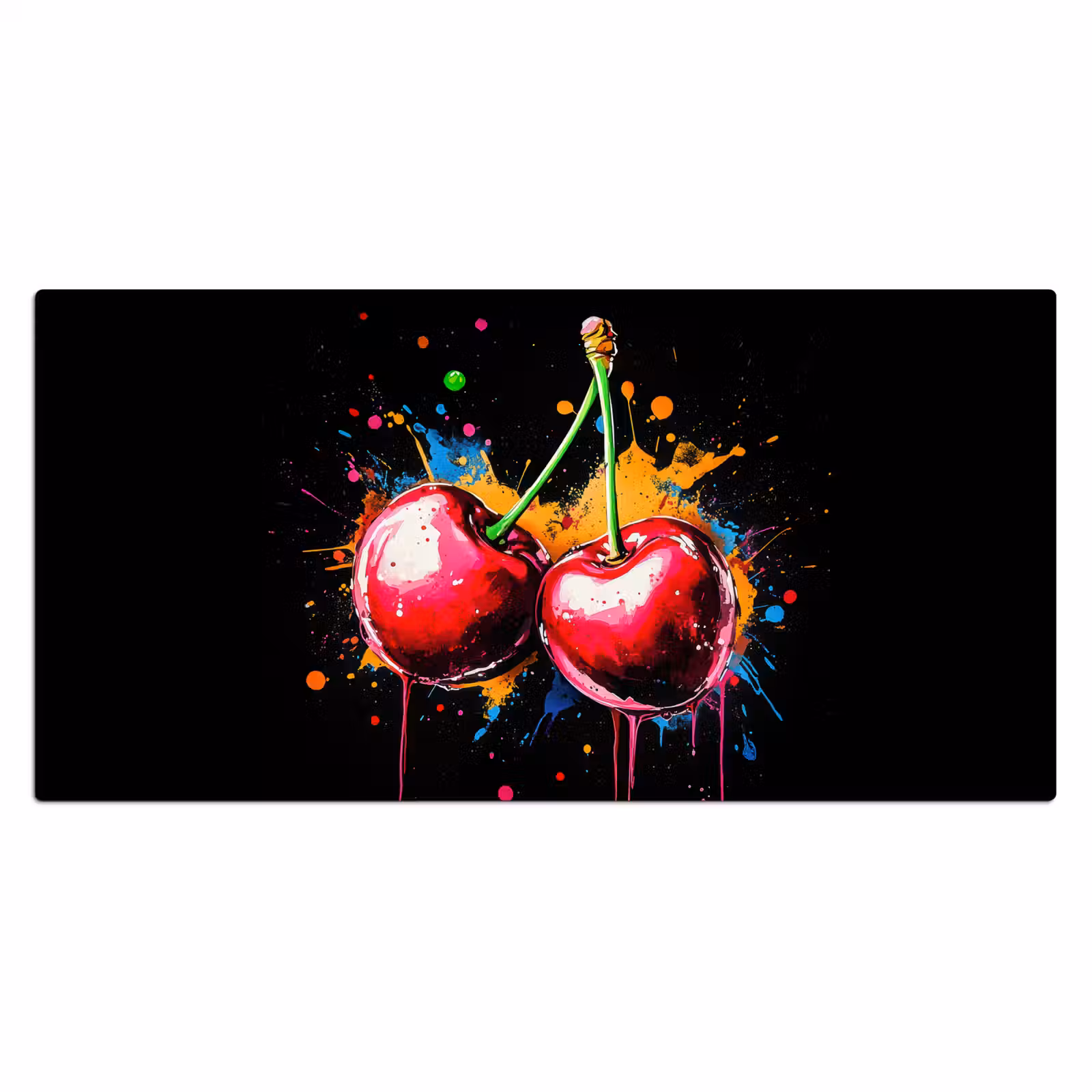 Bureau onderlegger - Kersen - Fruit - Graffiti - Verf - Abstract - Modern - Kleurrijk — 1