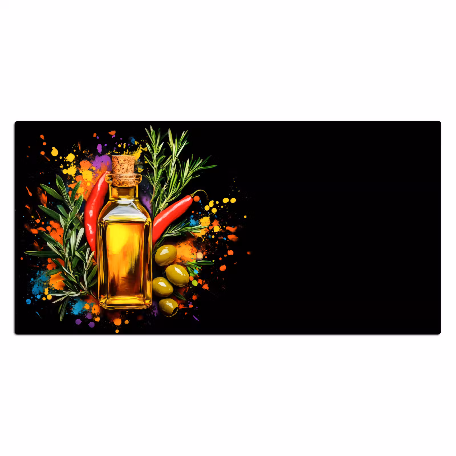 Bureau onderlegger - Olijfolie - Graffiti - Peper - Olijven - Modern — 1