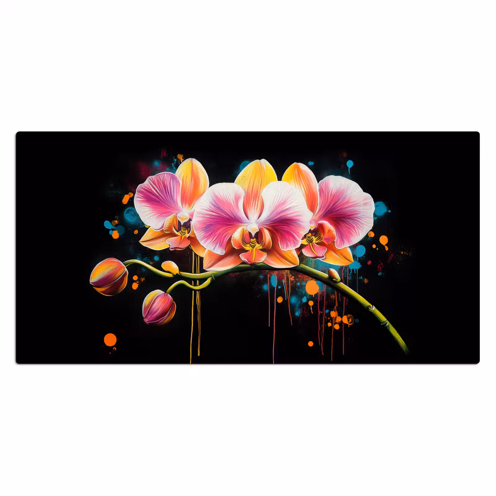 Bureau onderlegger - Orchidee - Graffiti - Kleurrijk - Bloemen - Abstract — 1