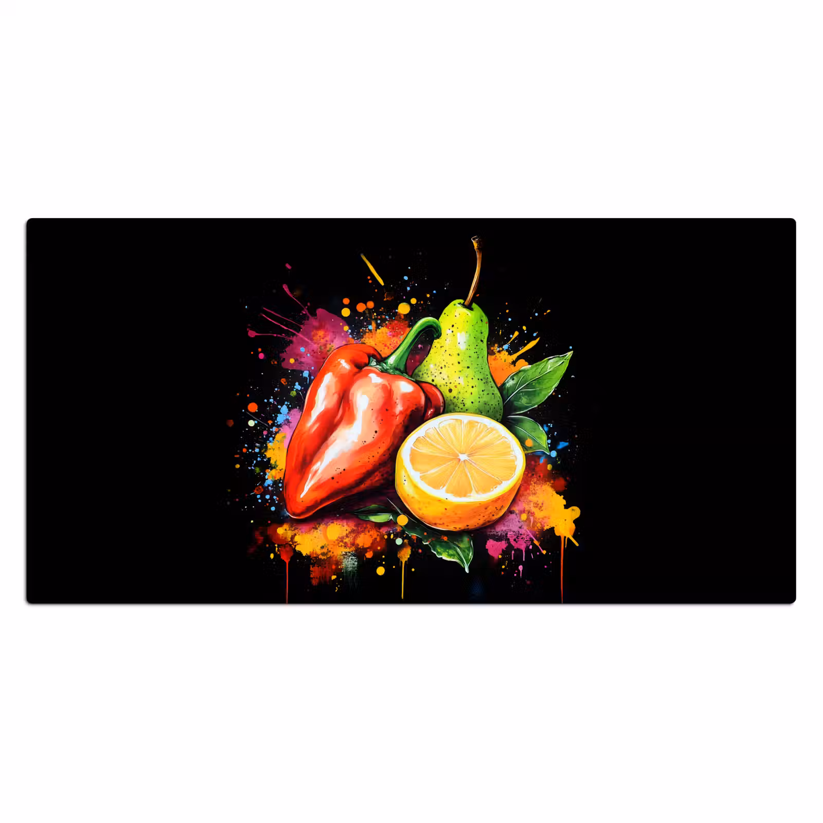 Bureau onderlegger - Paprika - Peer - Citroen - Graffiti - Verf - Abstract — 1