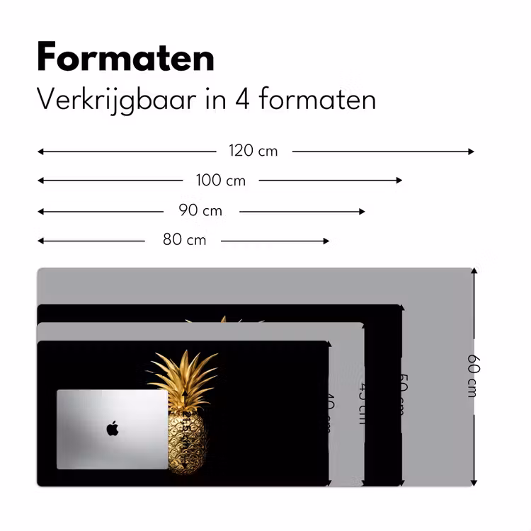 Bureau onderlegger - Ananas - Zwart - Goud - Luxe — 7