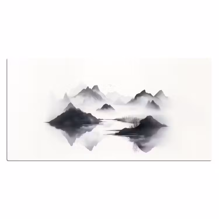 Bureau onderlegger - Bergen - Mistig - Water - Wit — 1