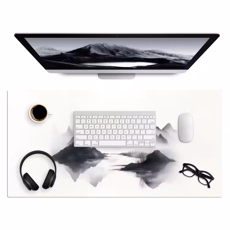 Bureau onderlegger - Bergen - Mistig - Water - Wit — 3