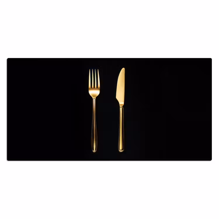 Bureau onderlegger - Bestek - Goud - Mes - Vork — 1