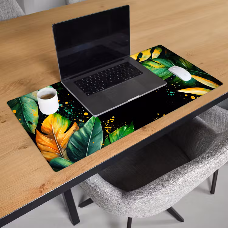 Bureau onderlegger - Bladeren - Groen - Geel - Verf - Jungle — 2