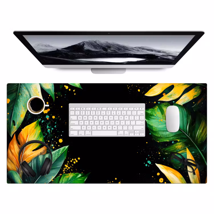Bureau onderlegger - Bladeren - Groen - Geel - Verf - Jungle — 3