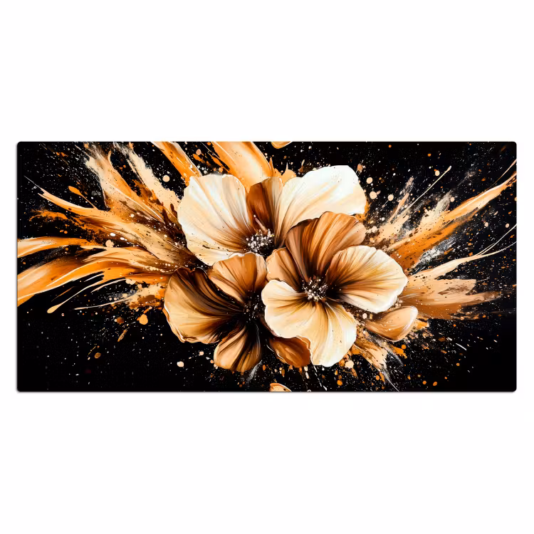 Bureau onderlegger - Bloemen - Goud - Graffiti - Zwart - Abstract — 1