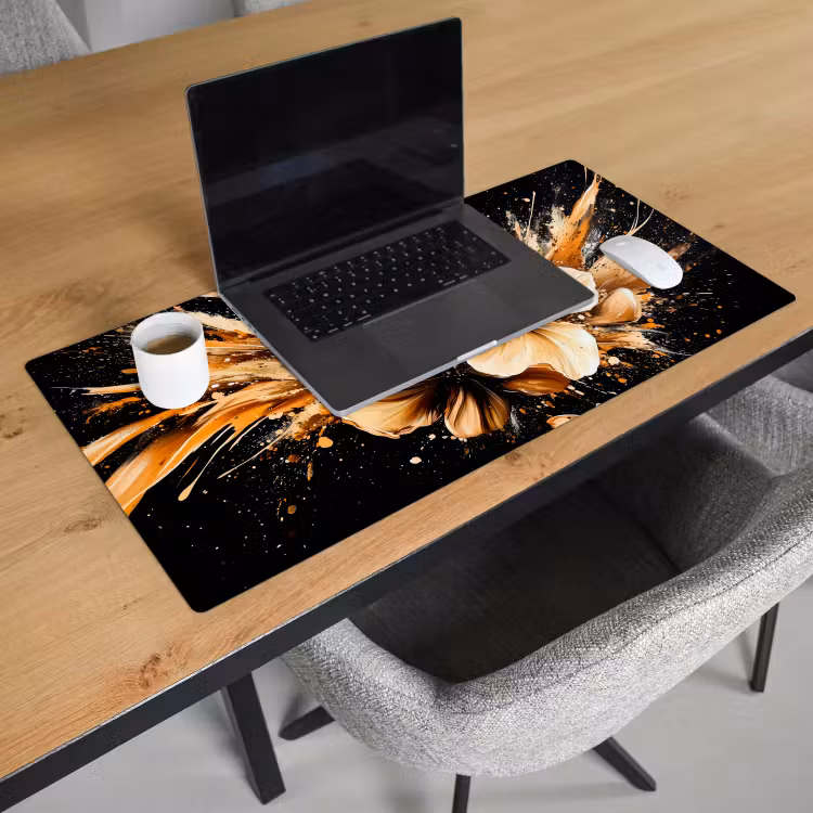 Bureau onderlegger - Bloemen - Goud - Graffiti - Zwart - Abstract — 2