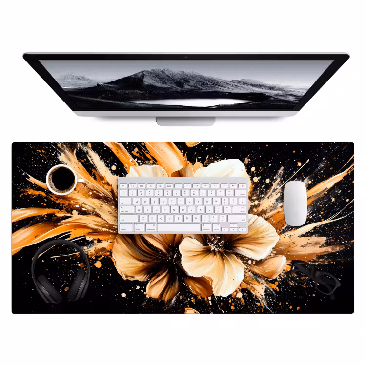 Bureau onderlegger - Bloemen - Goud - Graffiti - Zwart - Abstract — 3