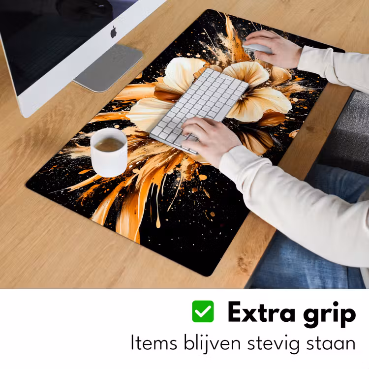Bureau onderlegger - Bloemen - Goud - Graffiti - Zwart - Abstract — 5