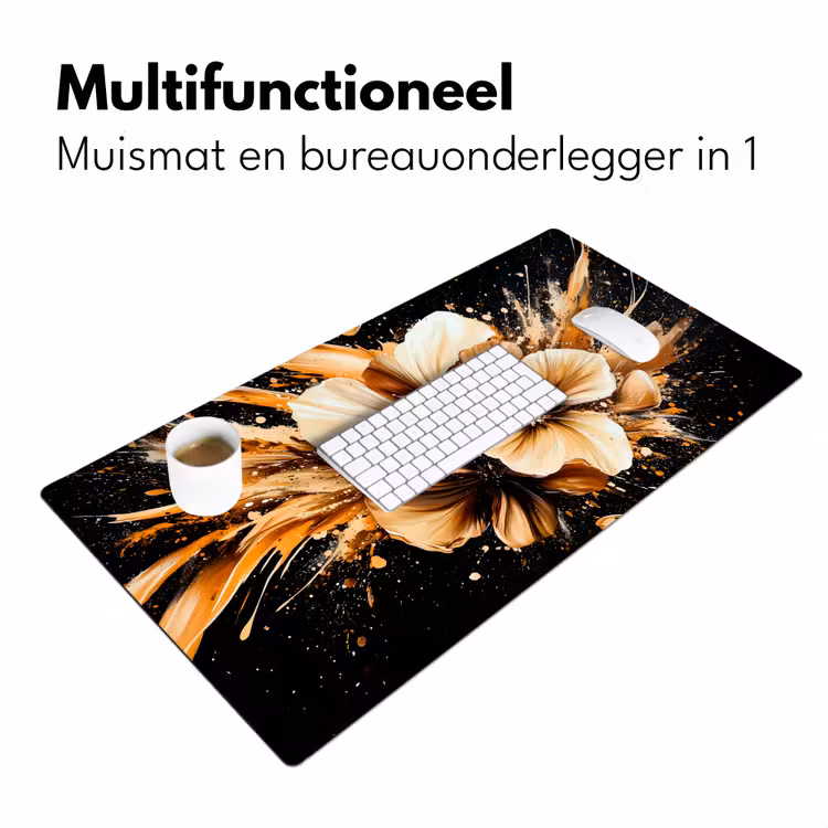 Bureau onderlegger - Bloemen - Goud - Graffiti - Zwart - Abstract — 6