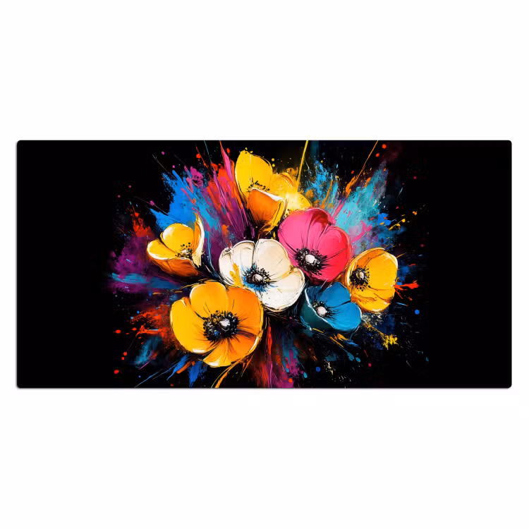 Bureau onderlegger - Bloemen - Kleurrijk - Graffiti - Modern - Boeket — 1