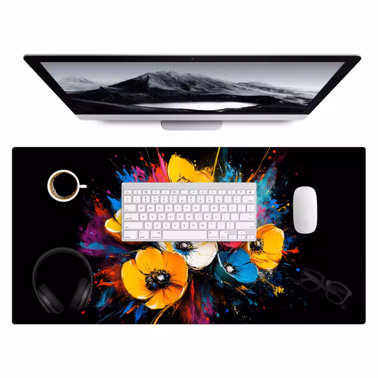 Bureau onderlegger - Bloemen - Kleurrijk - Graffiti - Modern - Boeket — 3