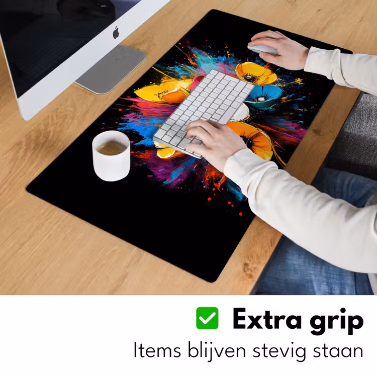 Bureau onderlegger - Bloemen - Kleurrijk - Graffiti - Modern - Boeket — 5