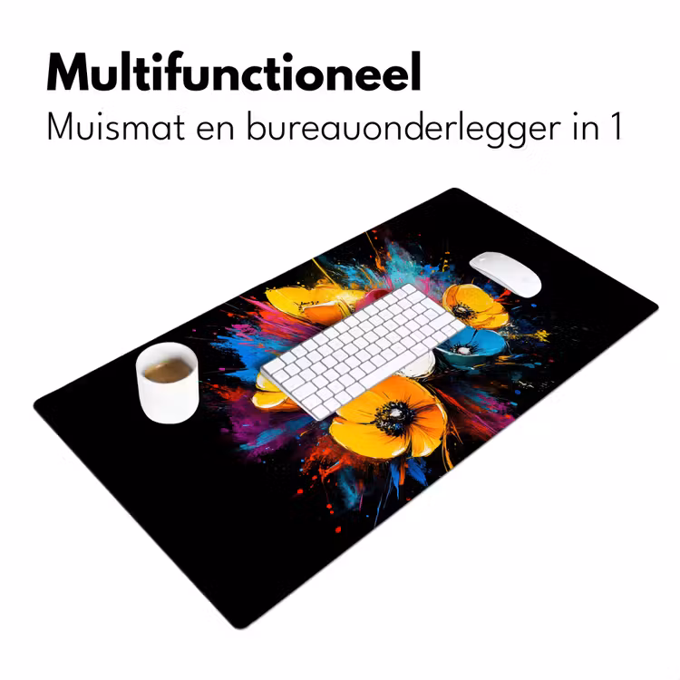 Bureau onderlegger - Bloemen - Kleurrijk - Graffiti - Modern - Boeket — 6