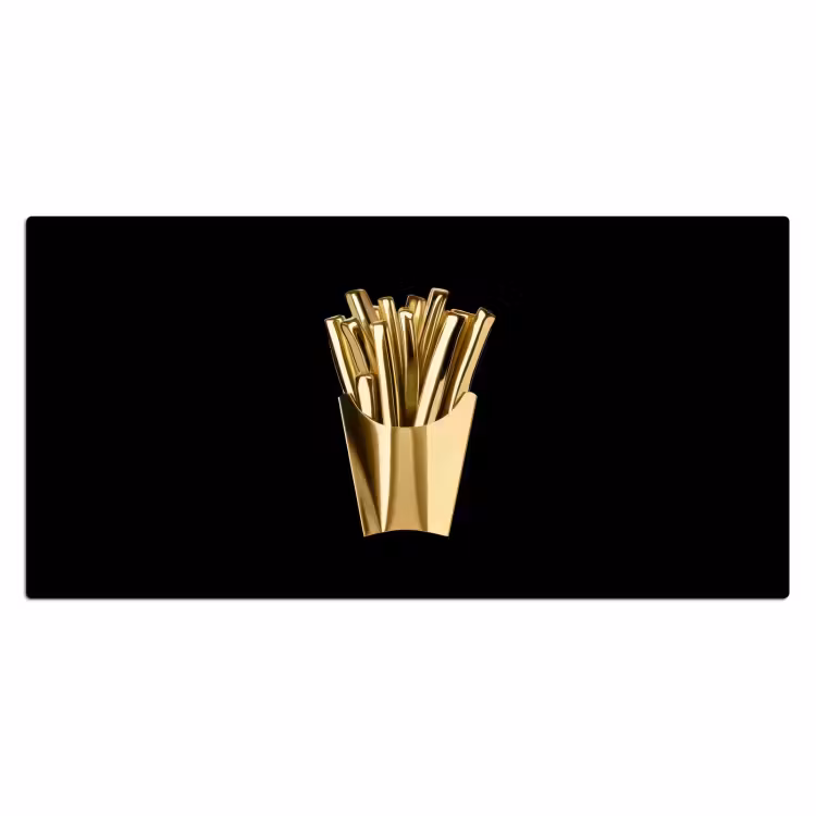 Bureau onderlegger - Friet - Goud - Chrome - Eten — 1
