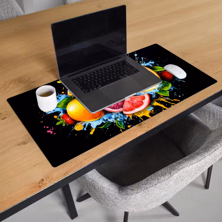 Bureau onderlegger - Fruit - Graffiti - Kleurrijk - Sinaasappel - Aardbei - Abstract — 2