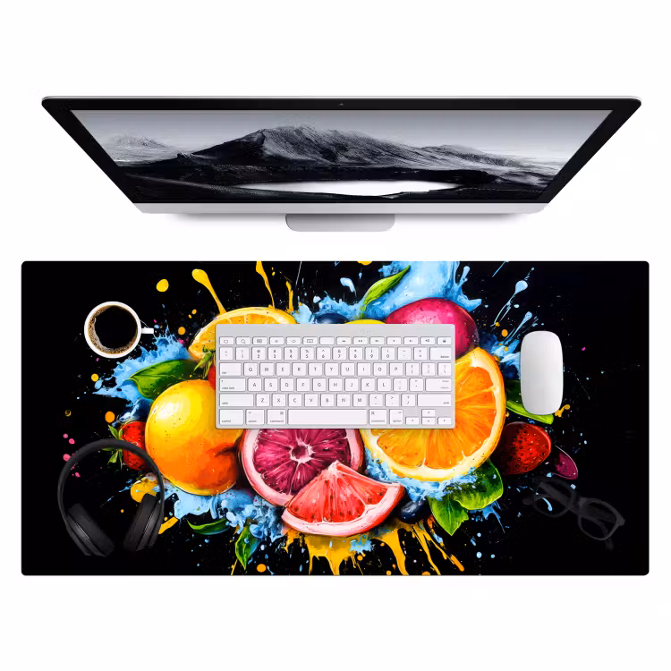 Bureau onderlegger - Fruit - Graffiti - Kleurrijk - Sinaasappel - Aardbei - Abstract — 3