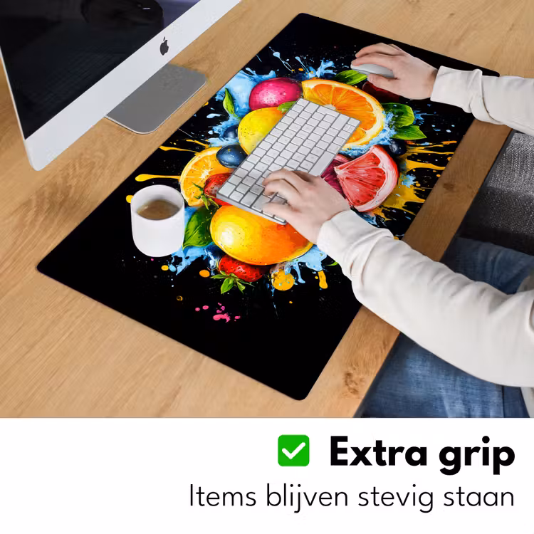 Bureau onderlegger - Fruit - Graffiti - Kleurrijk - Sinaasappel - Aardbei - Abstract — 5