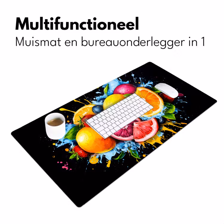 Bureau onderlegger - Fruit - Graffiti - Kleurrijk - Sinaasappel - Aardbei - Abstract — 6