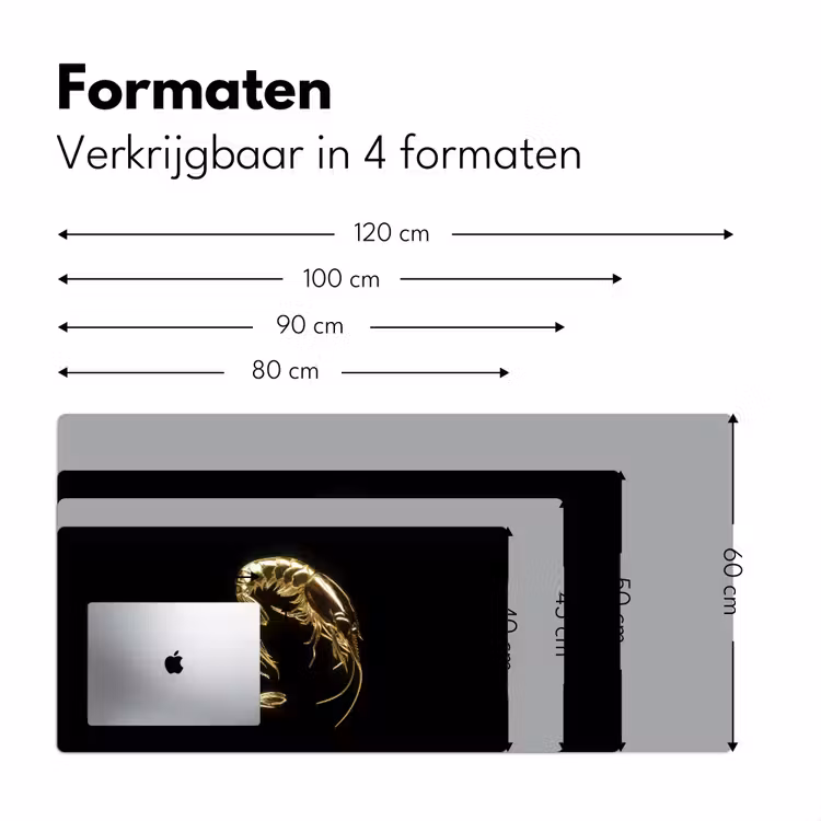 Bureau onderlegger - Garnalen - Zwart - Goud - Dieren — 7