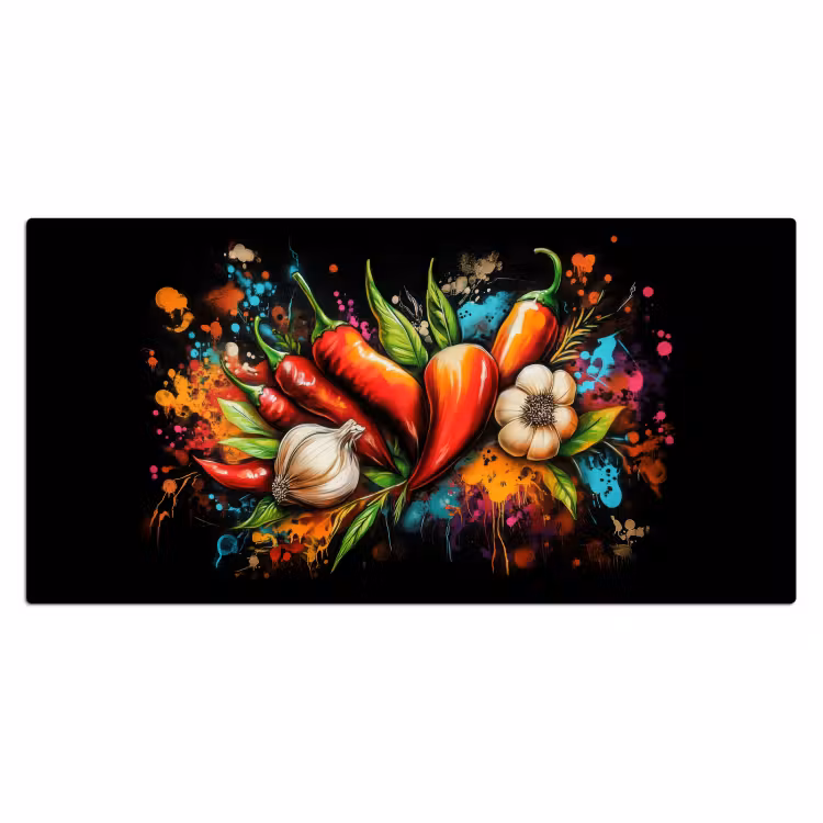 Bureau onderlegger - Groente - Peper - Knoflook - Graffiti - Verf - Kleurrijk — 1