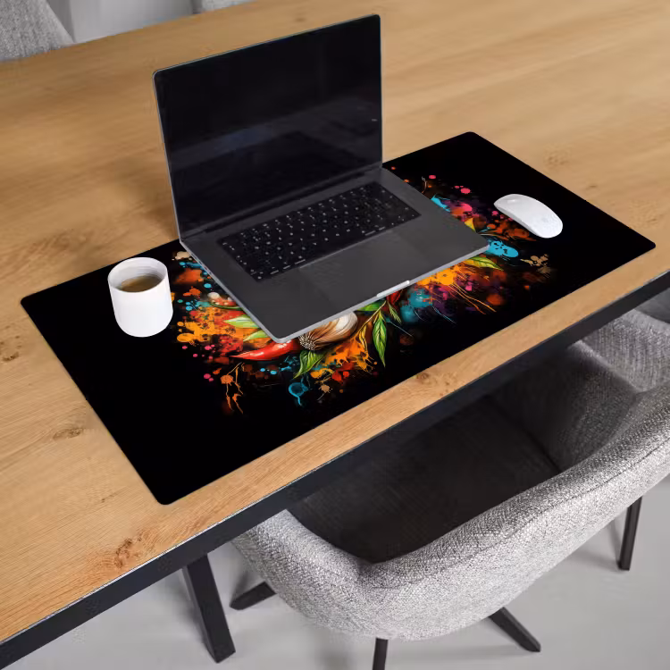 Bureau onderlegger - Groente - Peper - Knoflook - Graffiti - Verf - Kleurrijk — 2