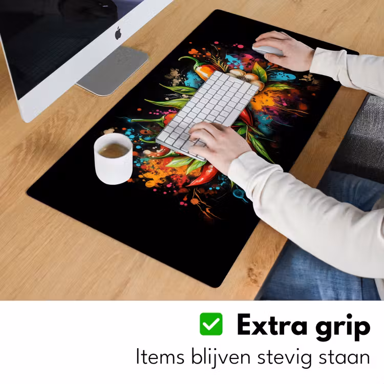 Bureau onderlegger - Groente - Peper - Knoflook - Graffiti - Verf - Kleurrijk — 5
