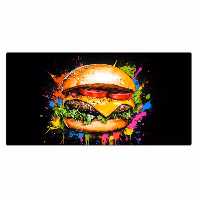 Bureau onderlegger - Hamburger - Graffiti - Verf - Kleurrijk - Eten - Abstract — 1