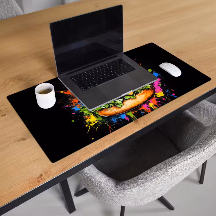 Bureau onderlegger - Hamburger - Graffiti - Verf - Kleurrijk - Eten - Abstract — 2