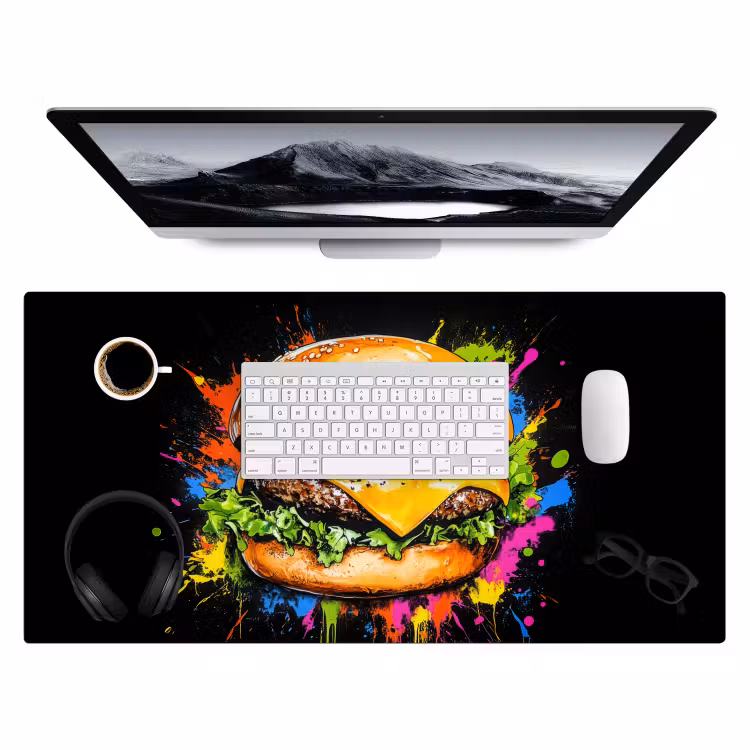 Bureau onderlegger - Hamburger - Graffiti - Verf - Kleurrijk - Eten - Abstract — 3
